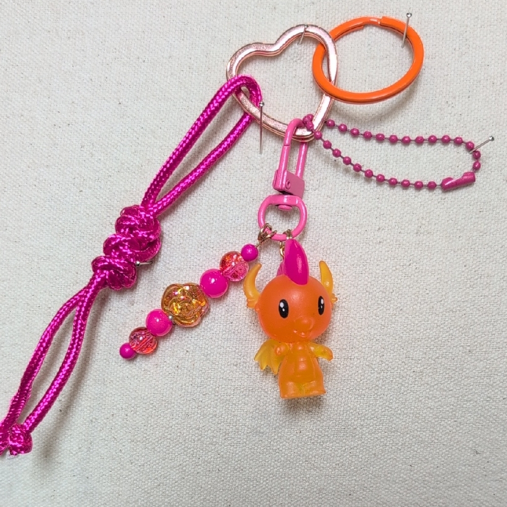 Upcycled Dragon Handmade Bagcharm Keychain *Customizable